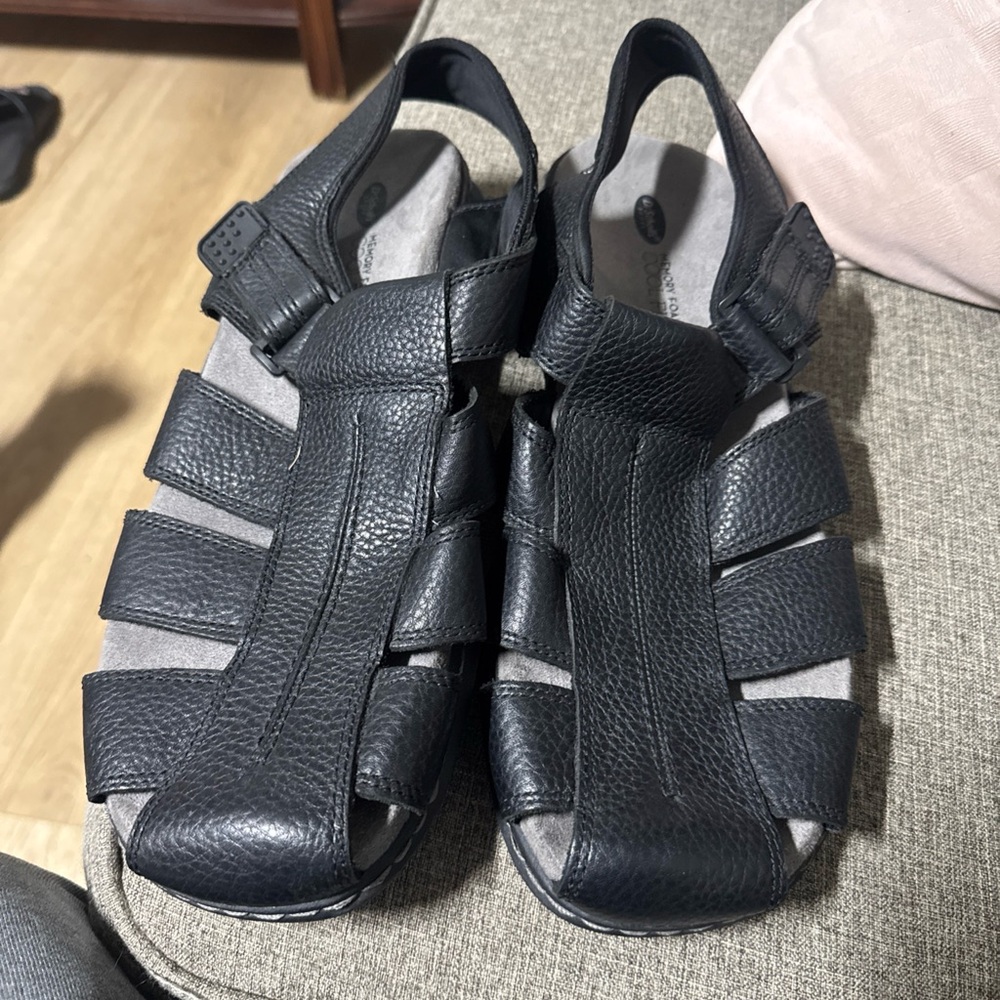 Dr. Scholl's Black Leather Men's Sandals